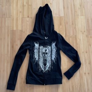 Los Angeles Bus Stop zip skull hoodie
